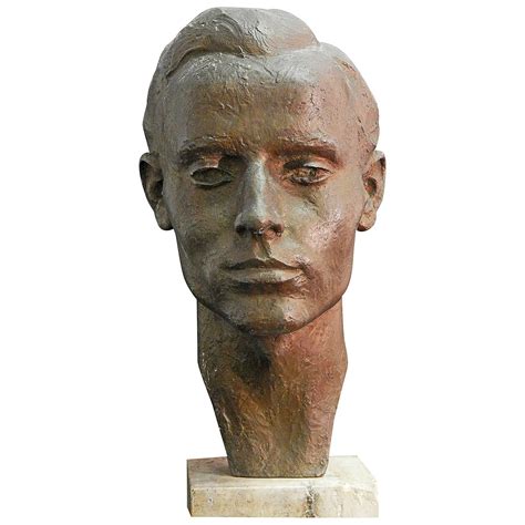 "Head of Young Man, " Striking, Unique Bronze Sculpture by Brandis ...