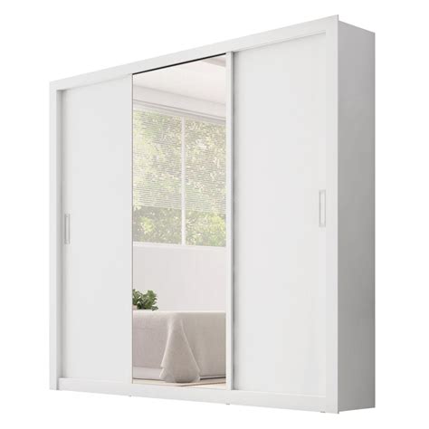 Guarda Roupa Casal Espelho 3 Portas Residence Demóbile Branco