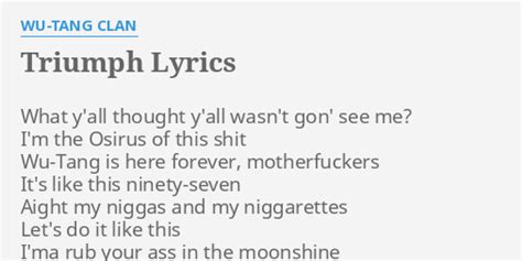 TRIUMPH LYRICS By WU TANG CLAN What Y All Thought Y All