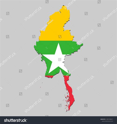 Map Myanmar National Flag Vector Illustration Stock Vector Royalty