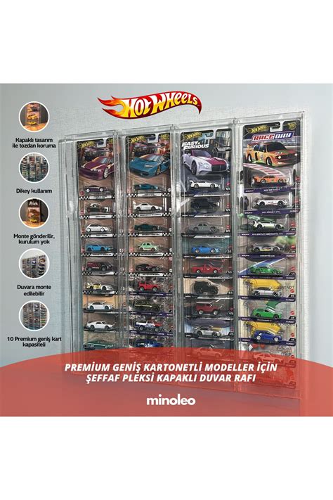 HOT WHEELS Kapaklı Pleksi Hot Wheels Diecast Araba Premium Geniş Kartonetleri İle Dikey Araç