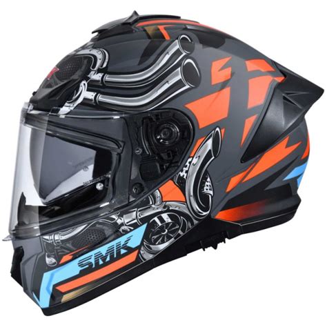 Casco SMK TYPHOON MOTORHEAD Negro Naranja Mate S