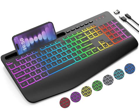 Amazon.com: Wireless Keyboard with 8 Colored, 9 Effects Backlits, Wrist ...