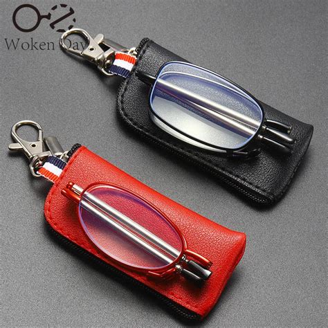 New Women Men Portable Folding Reading Glasses Keychain Antenna Anti Radiation Anti Blue Light