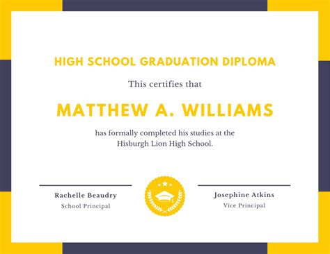 Yellow And Purple Seal Diploma Certificate Templates By Canva