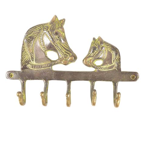 Brass Hooks Holder And Hanger With Two Horse Heads