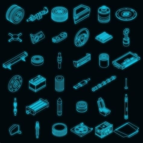 Premium Vector Car Parts Icons Set Vector Neon