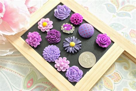 Mixed Purple 12 Piece Flower Fridge Magnet Office Magnets Etsy Flower Magnets Purple