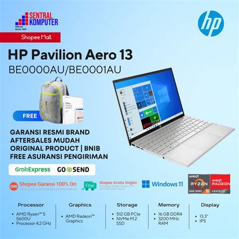 Jual Hp Pavilion Aero Be Au Ryzen U Gb Gb Ssd Win