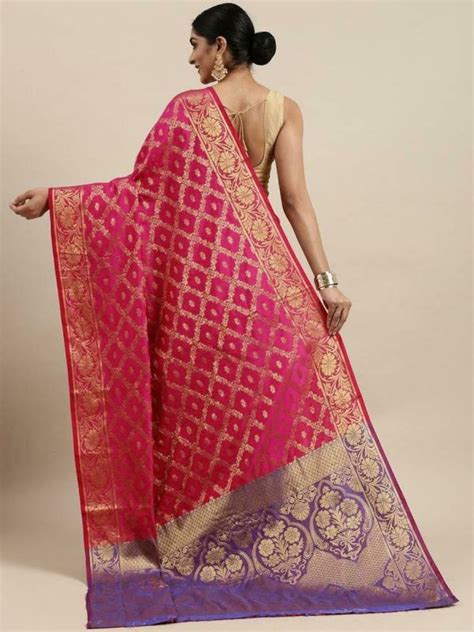 Pandadi Saree Women Pink Woven Cotton Silk Patola Saree Jiomart