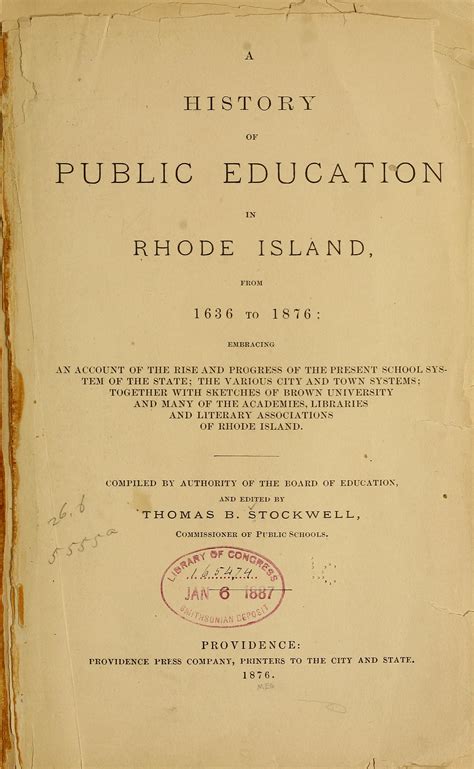 A history of public education in Rhode Island, from 1636 to 1876