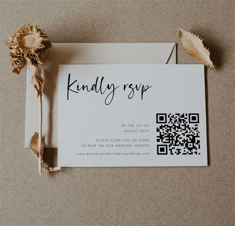 Modern Qr Code Wedding Rsvp Card Online Reply Card Template Minimalist Reply Card Website