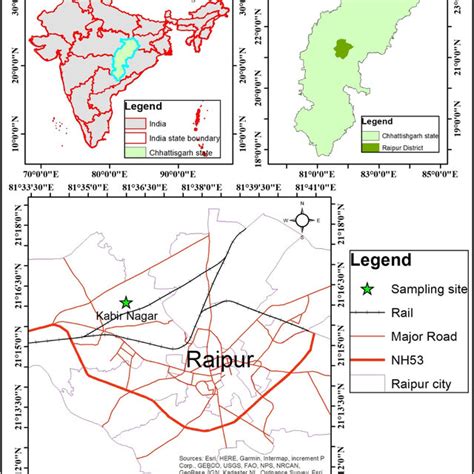 Map of Raipur city showing the land-use pattern and the Kabir Nagar ...