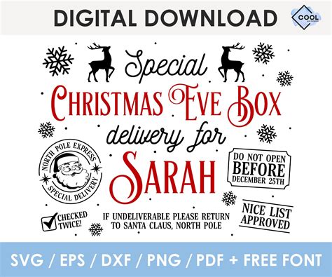 Editable Christmas Eve Box Svg Christmas Eve Crate Svg Diy Etsy Australia