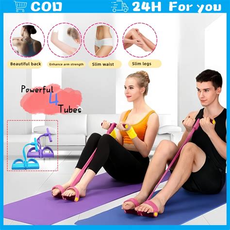 pcs training resistance band sit ups fitness workout foot pedal tummy