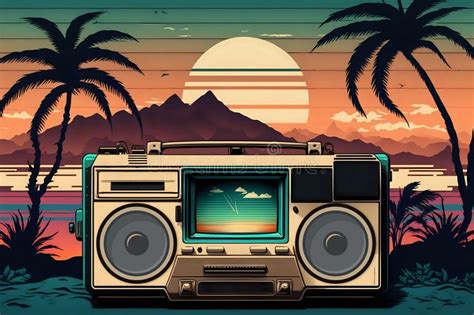 Background Retro Radio 80s stock illustration. Illustration of coming ...