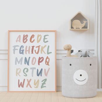 Neutral Alphabet Poster Beige Watercolour Alphabet ABC Print Nursery