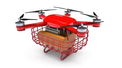 3d Illustration Of Isolated White Background Drone Carrying A Shopping