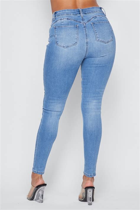 Basic Push Up Denim Skinny Jeans Light Wash