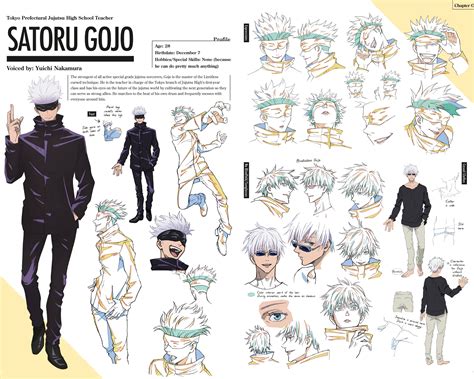 Yuji Megumi Nobara And Gojos Character Design Sheets From Jujutsu