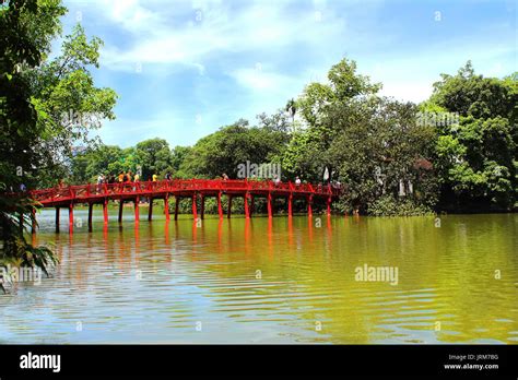 The Huc Bridge is a bridge near Hoan Kiem Lake, Hanoi, the capital of ...