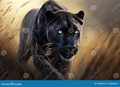 Panther On The Hunt Stalking Its Prey Stock Illustration