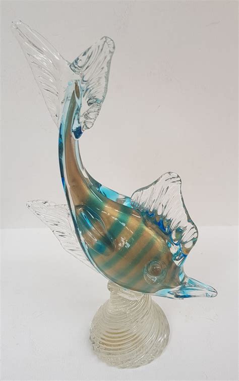 Poisson en Verre Murano avec Fils Dorés 1950s en vente sur Pamono