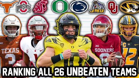 Ranking Every Undefeated Team Left In College Football Youtube