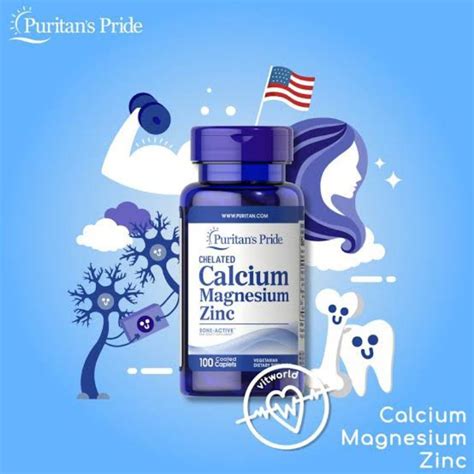 Jual Puritans Pride Chelated Calcium Magnesium Zink 100 Capsul Shopee Indonesia