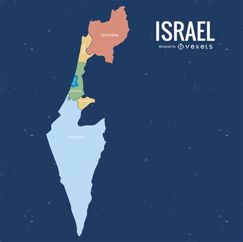 Israel Colored Districts Map Vector Download