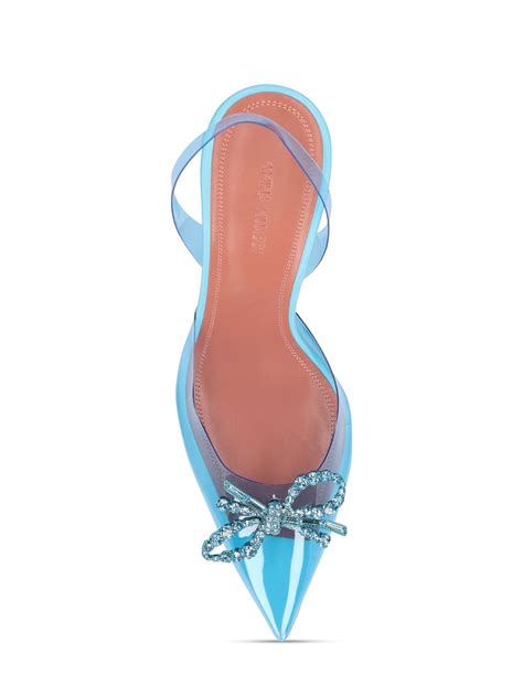 Amina Muaddi Blue Rosie Glass Crystal Slingback Pumps In Blue Med