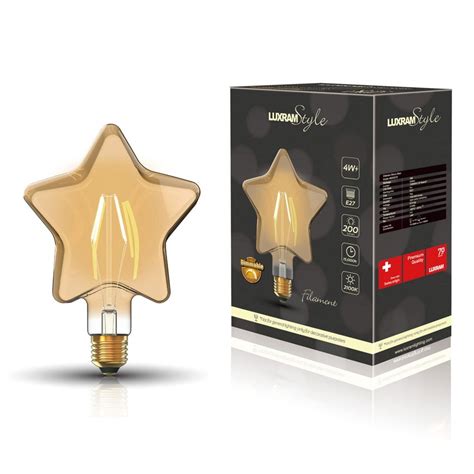 Luxram Classic Style Amber E27 Star Dimmable Extra Warm White Led 4w