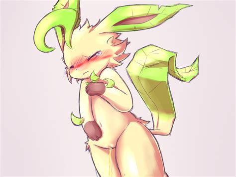 Rule 34 Anthro Blush Eeveelution Female Furry Leafeon Nintendo Peeing Pokemon Pussy Tears