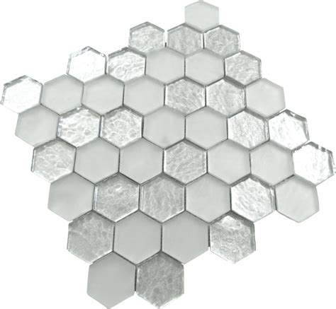 Lehai Gem Hexagon Silver Glossy And Frosted Glass Tile Glazzio Tiles