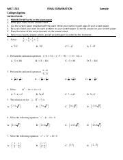 College Algebra Final Exam Review Course Hero