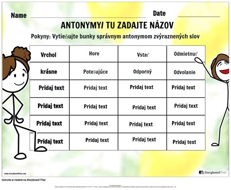 Vyfarbi pracovný list s antonymom Storyboard por sk examples