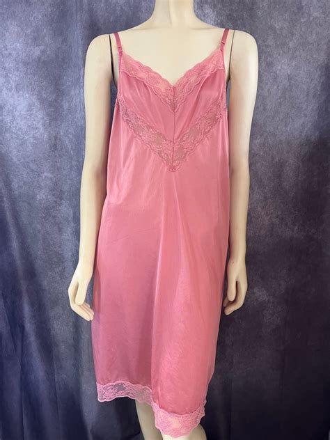 Vintage Pink Lingerie Slip Nightie Size Medium Etsy