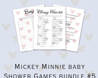 Tiny Mickey And Minnie Themed Bridal Shower Games Bundle Bridal