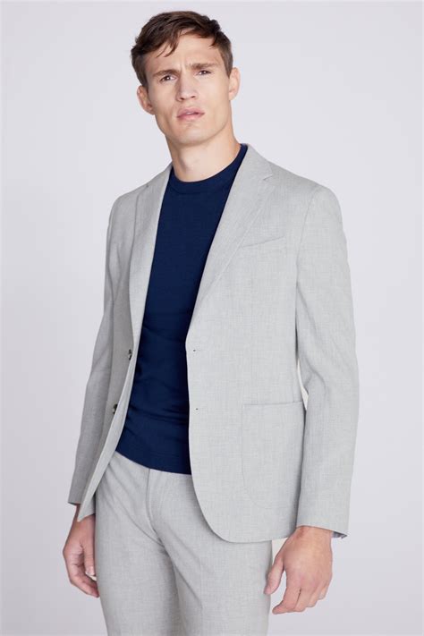 Slim Fit Light Grey Marl Seersucker Jacket Buy Online At Moss