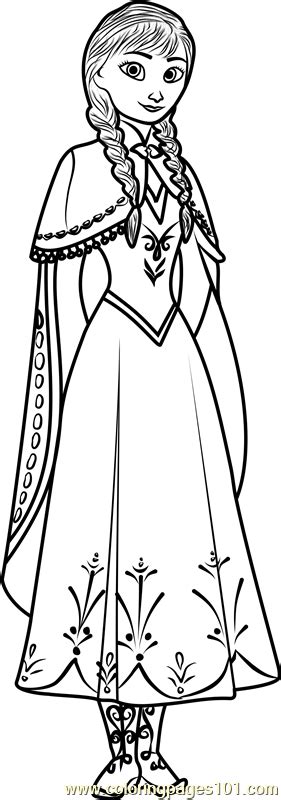 Cute Anna Coloring Page Free Frozen Coloring Pages