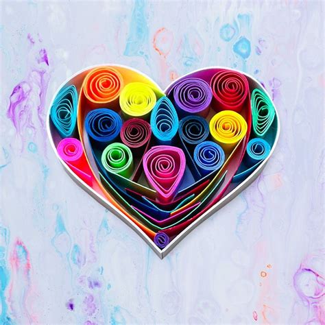 Colorful Handmade Paper Quilling Mini Heart Magnet Sentimental