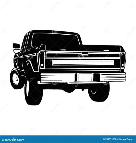 Pickup Lifted Muscle Car Classic Car Stencil Silhouette