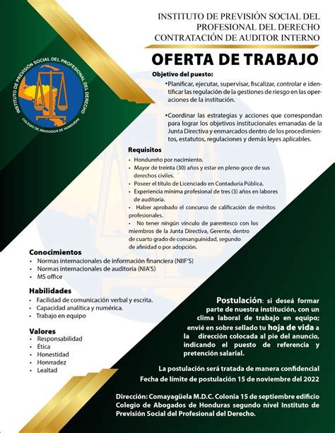 Oferta de Trabajo Instituto de Previsión