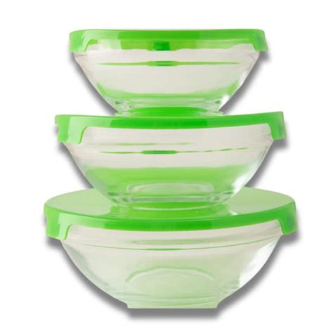 Kit Tigela Vidro Tampa Bowl Multiuso Bacia Saladeira Verde