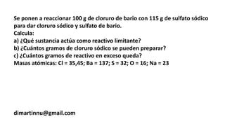 Problema de reacción química ba2 cl y na2so4 PPT