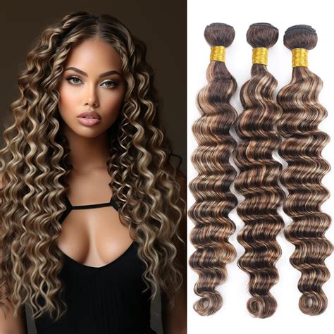 Amazon P Deep Wave Bundles Human Hair Highlight Honey Blonde Deep Wave Bundles