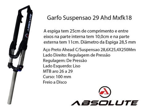 Garfo Suspensao 29 Ahd Mxfk18 Aco Pto C Trava Bike Frete grátis