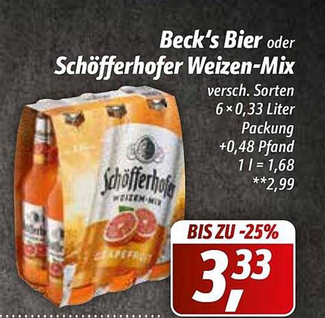 Beck S Bier Oder Sch Fferhofer Weizen Mix Angebot Bei Simmel