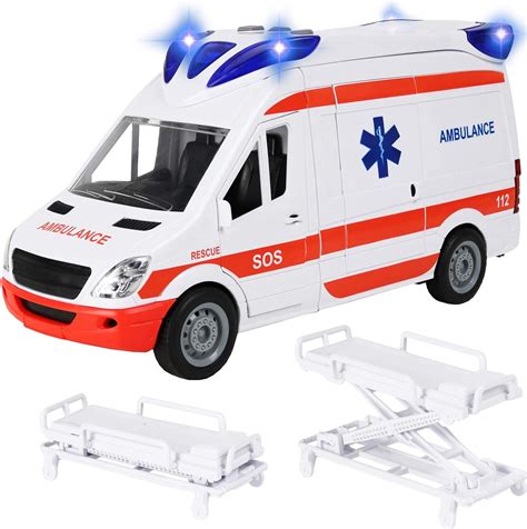 Buy Ambulance Toy with Lights and Sound Friction Powered Emergency ...