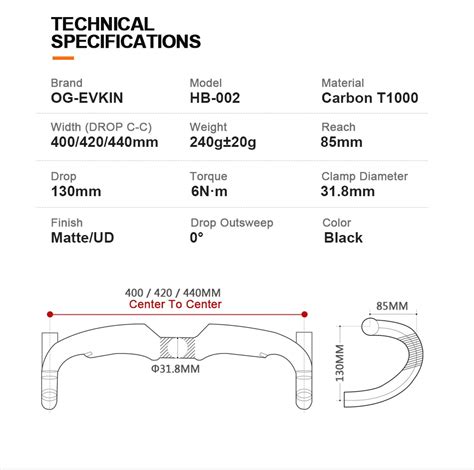 Og Evkin Carbon Handlebar Road Bike Mtb Aero Mm X Mm